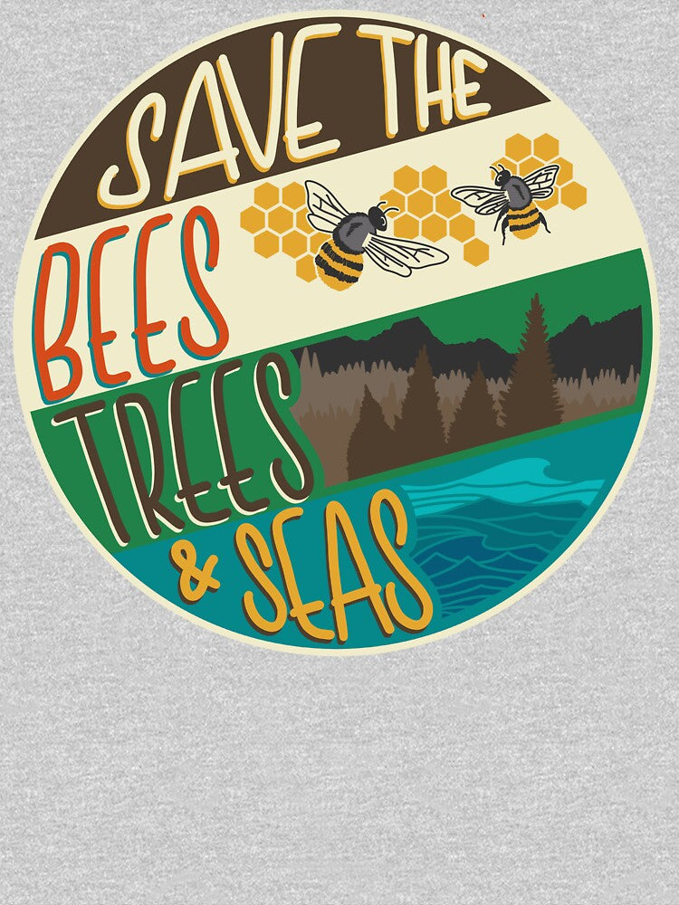 Save The Bees, Trees & Seas | Round Retro Image by CarlosAlberto