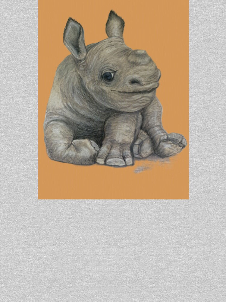 Black Rhino calf drawn in colored pencils. by BirdsandMoreArt
