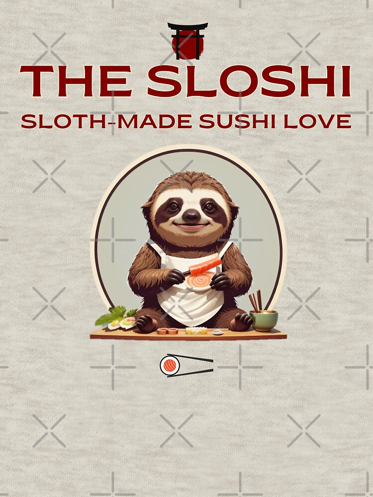 Sloth making eating sushi graphic logo by CedricNorbinho