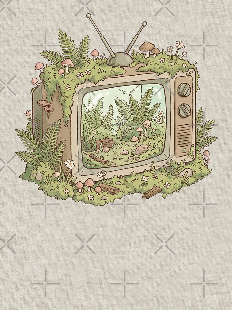 Mossy Vintage TV Overgrown Nature Terrarium, Cottagecore Aesthetic by Magnificent Lizard