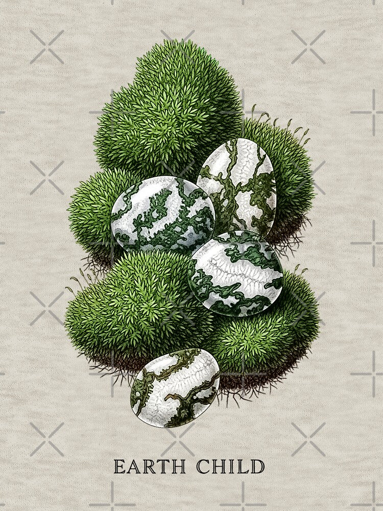 Earth Child - Moss Agate & Green Moss Forest Art by Credisaim