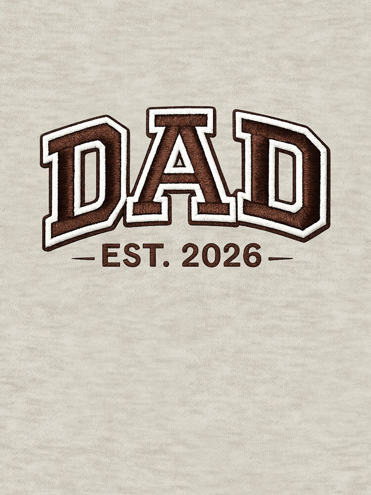 Dad EST. 2026 Varsity Embroidery Style Typography | New Dad Gift | Father’s Day Design by  Mirai_Art