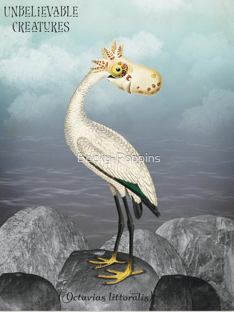 Octavias Littoralis | Surreal Octopus Bird Collage Creature by Becky-Poppins