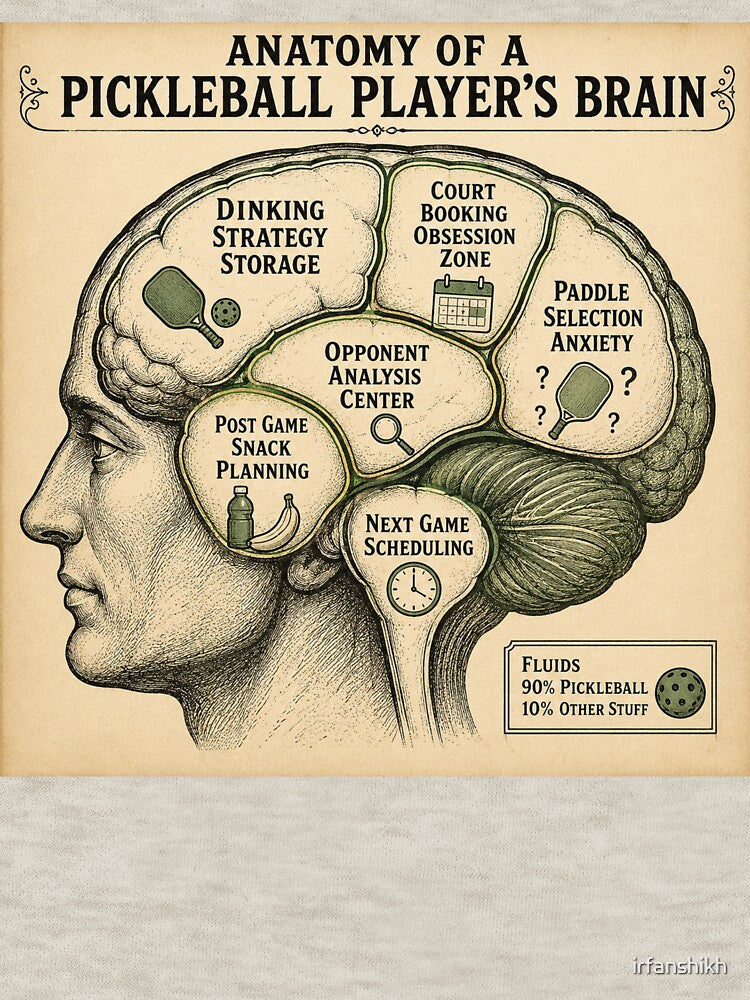 Pickleball Player Brain Scan – Funny Vintage Anatomy Humor Art | Pickleball Gift by irfanshikh