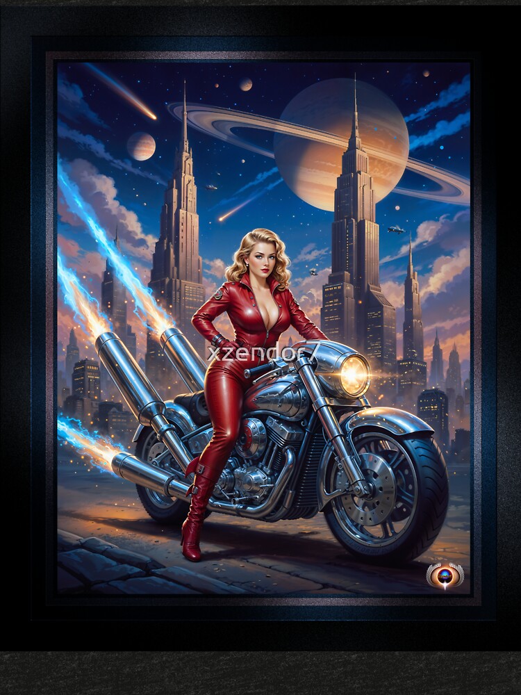 Urra Tyrlan Riding Her Deblenus Cr93721 Power Bike Portrait Stunning AI Concept Art by Xzendor7 by Xzendor7 Digital Art Creations