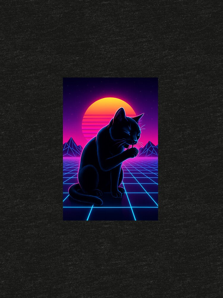 Neon Night Guardian – Synthwave Black Cat by SwanDigitalEnt