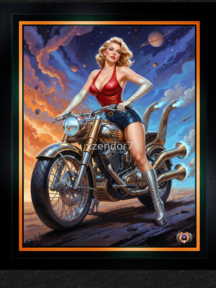 The Cosmic Pin-Up Chalyn Slavina On Her Stellarion Cycle Alluring AI Concept Art by Xzendor7 by Xzendor7 Digital Art Creations