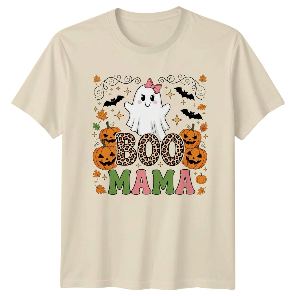 Boo Mama Womens T-Shirt Trendy Mama Halloween Gift For Her