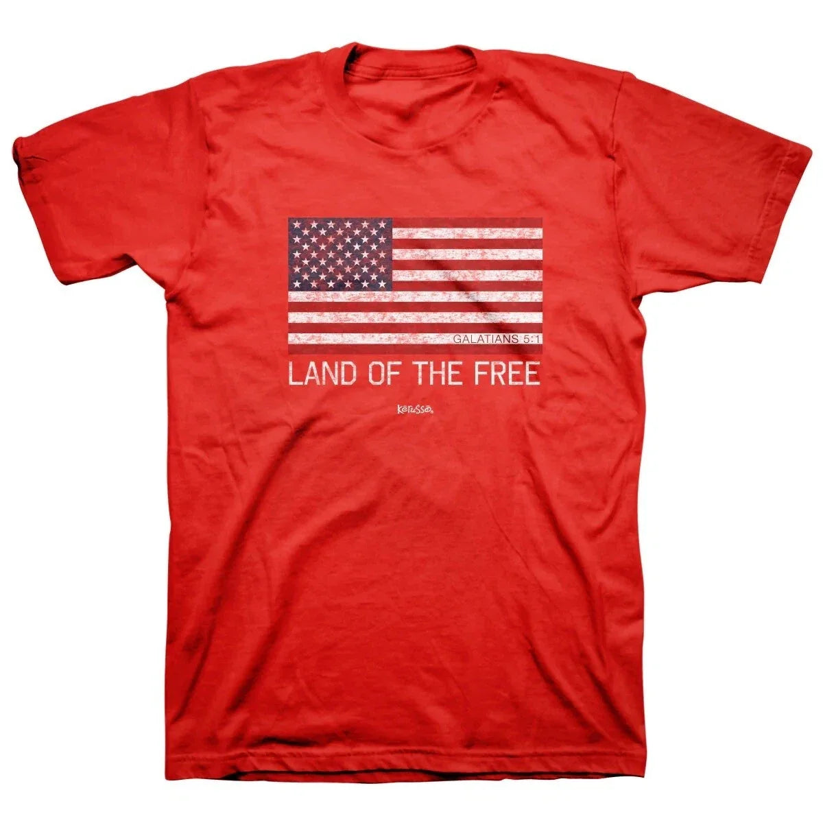 Land Of The Free American Flag T-Shirt Red Size S