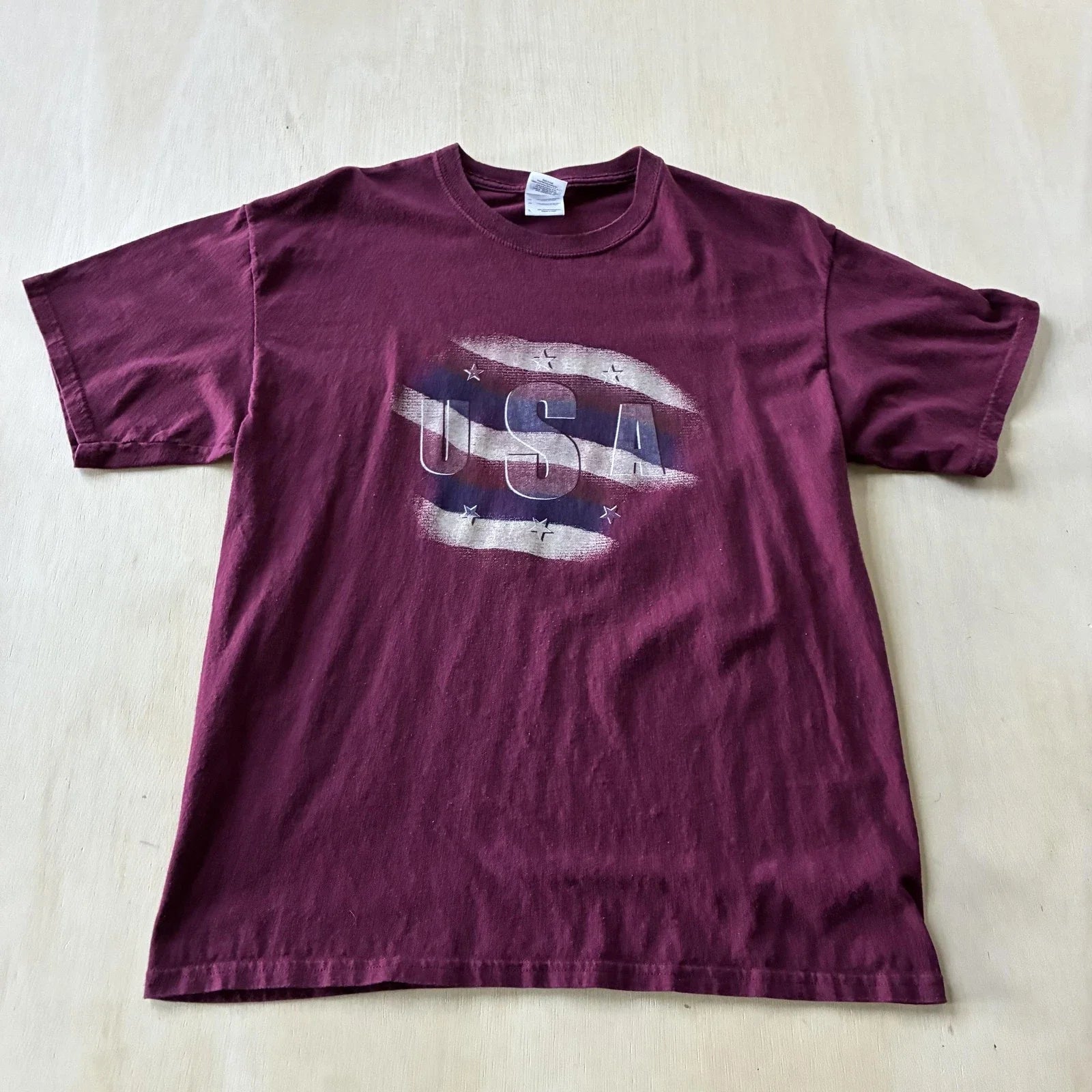 Y2K USA Gildan Shirt Mens Large Red Patriotic Flag Graphic Tee T-Shirt USA