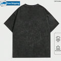 Washed T-Shirt Round Neck Short Sleeve 2000s Style Casual Street Life T-Shirts