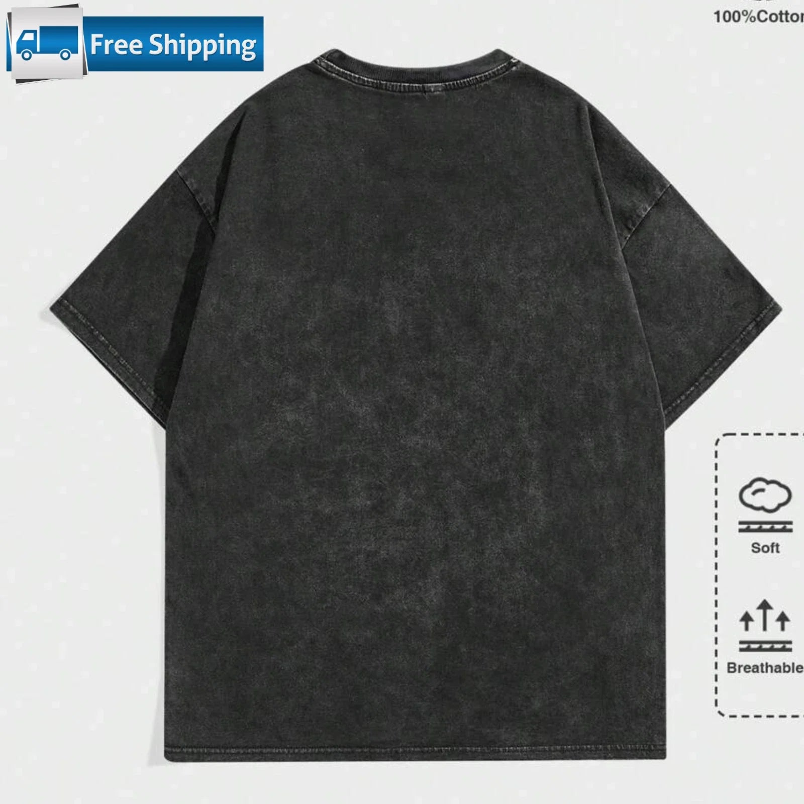 Washed T-Shirt Round Neck Short Sleeve 2000s Style Casual Street Life T-Shirts