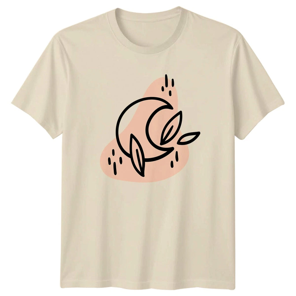 Minimalist Abstract Moon Leaf T-Shirt Botanical Art Birthday Gift