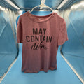 MAY CONTAIN WINE Heather Raspberry Soft Lightweight Cotton/Poly T-Shirt Medium