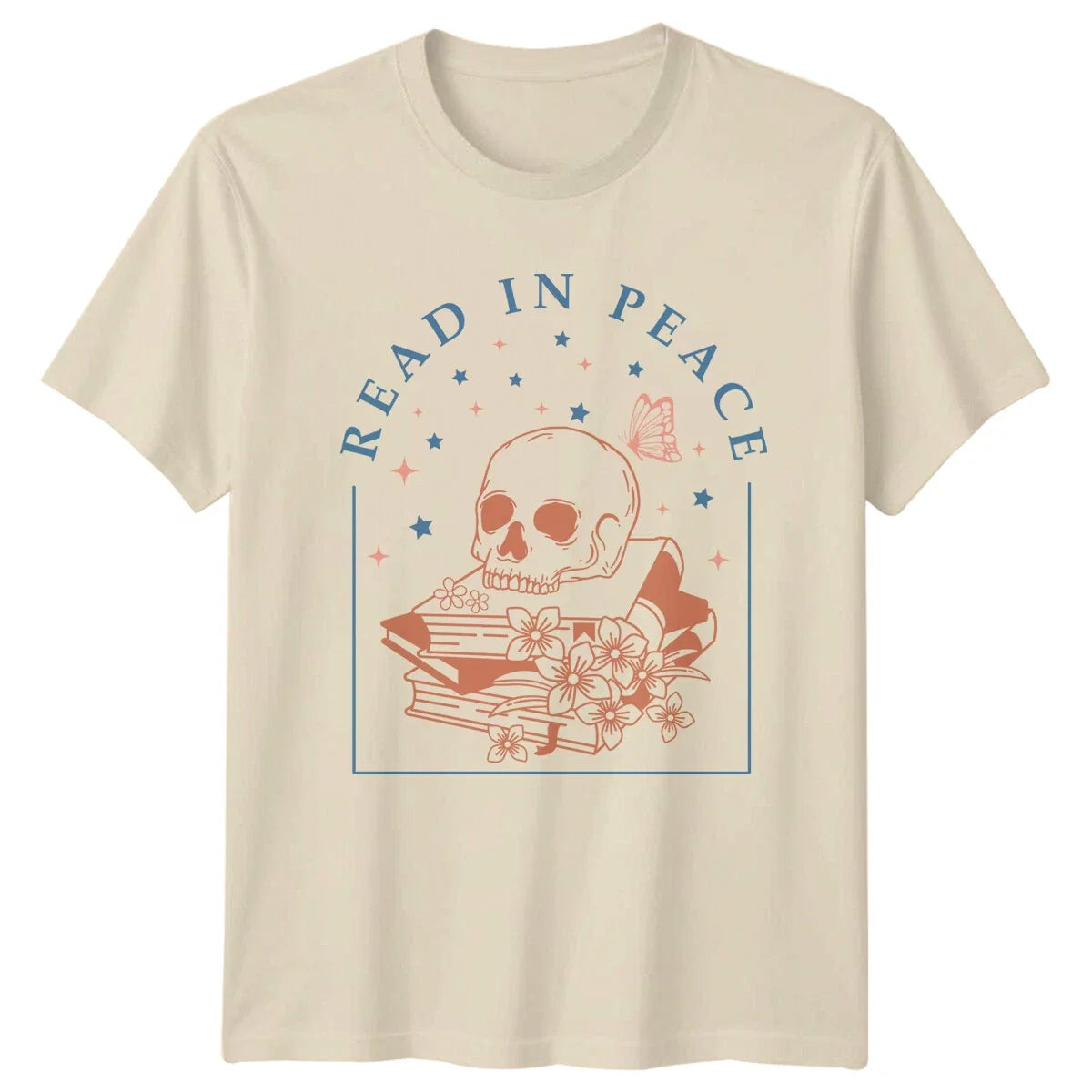 Read In Peace Skull Books T-Shirt Gothic Reader Gift Bookworm Tee