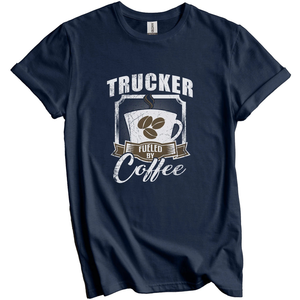 Trucker Fueled By Coffee Funny T-Shirt Gift for Truck Driver