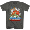 HE-MAN w/BATTLE CAT T-SHIRT Retro 80's Cartoon MOTU American Classics Gray NEW