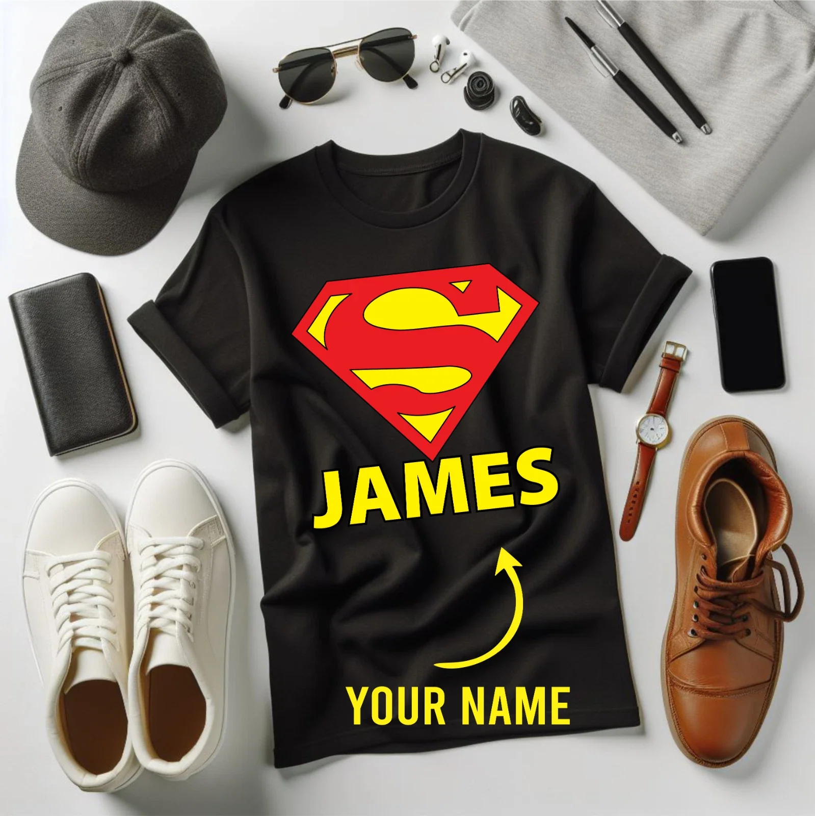 Personalised Super Dad T-Shirt Father Day Birthday Gift Superhero Unisex Top