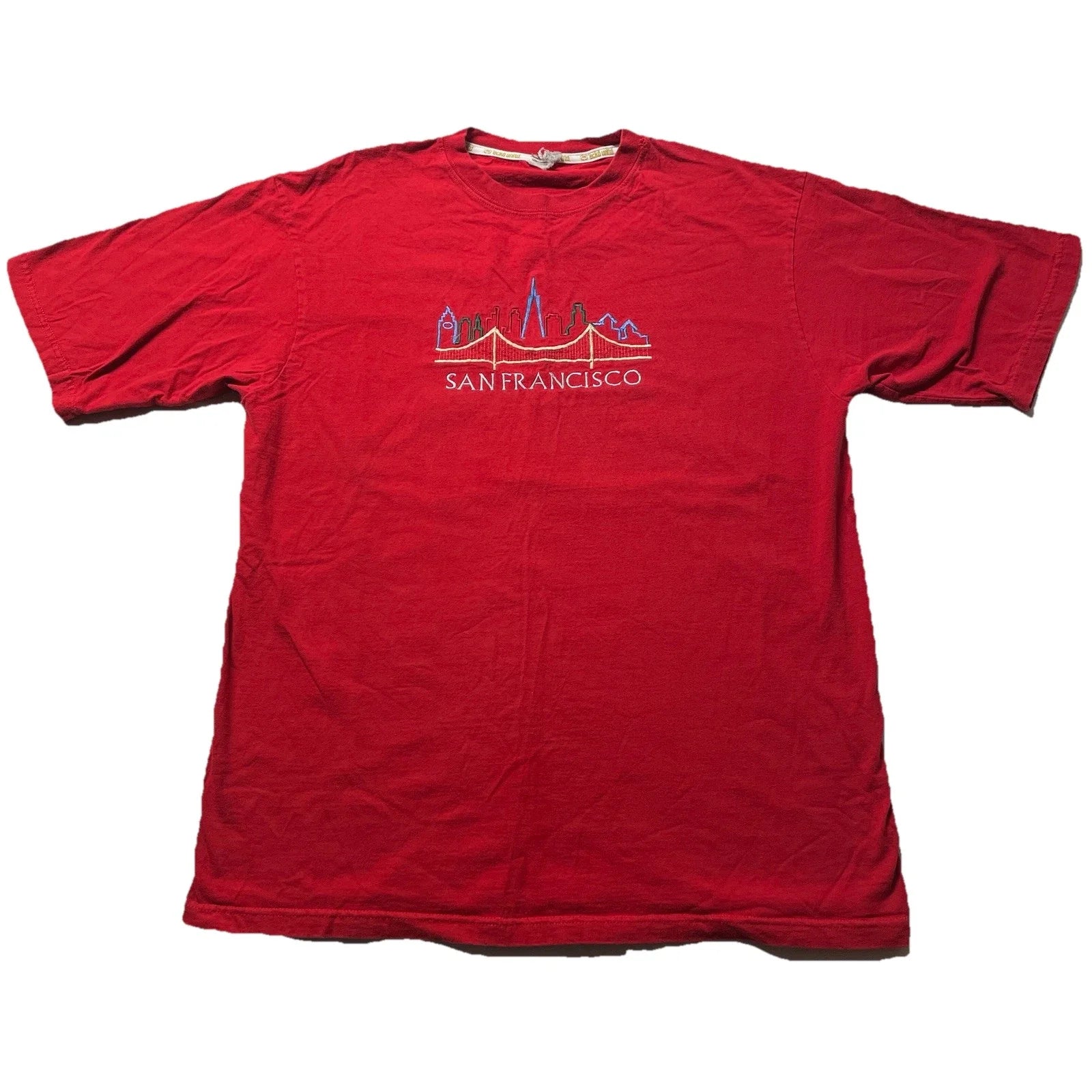 Vintage 90s T-Shirt Men’s XLT Golden Gate Bridge Art Skyline California Hipster