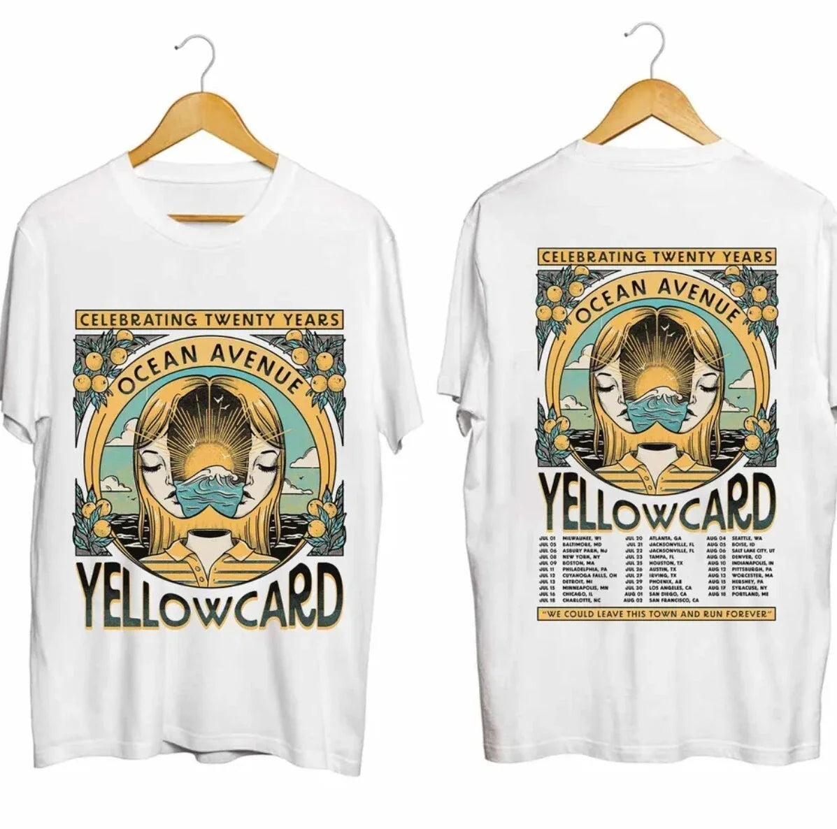 Yellowcard 2024 Ocean Avenue 20 Years Tour Shirt, 2 sided t shirt