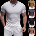 Men Fitness T-shirt For Daily Exercise Elastic Fabric Regular Clothing Length
