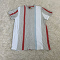 San Francisco Work Shirts T Shirt Gray Blue White Vertical Stripe Short Sleeve M