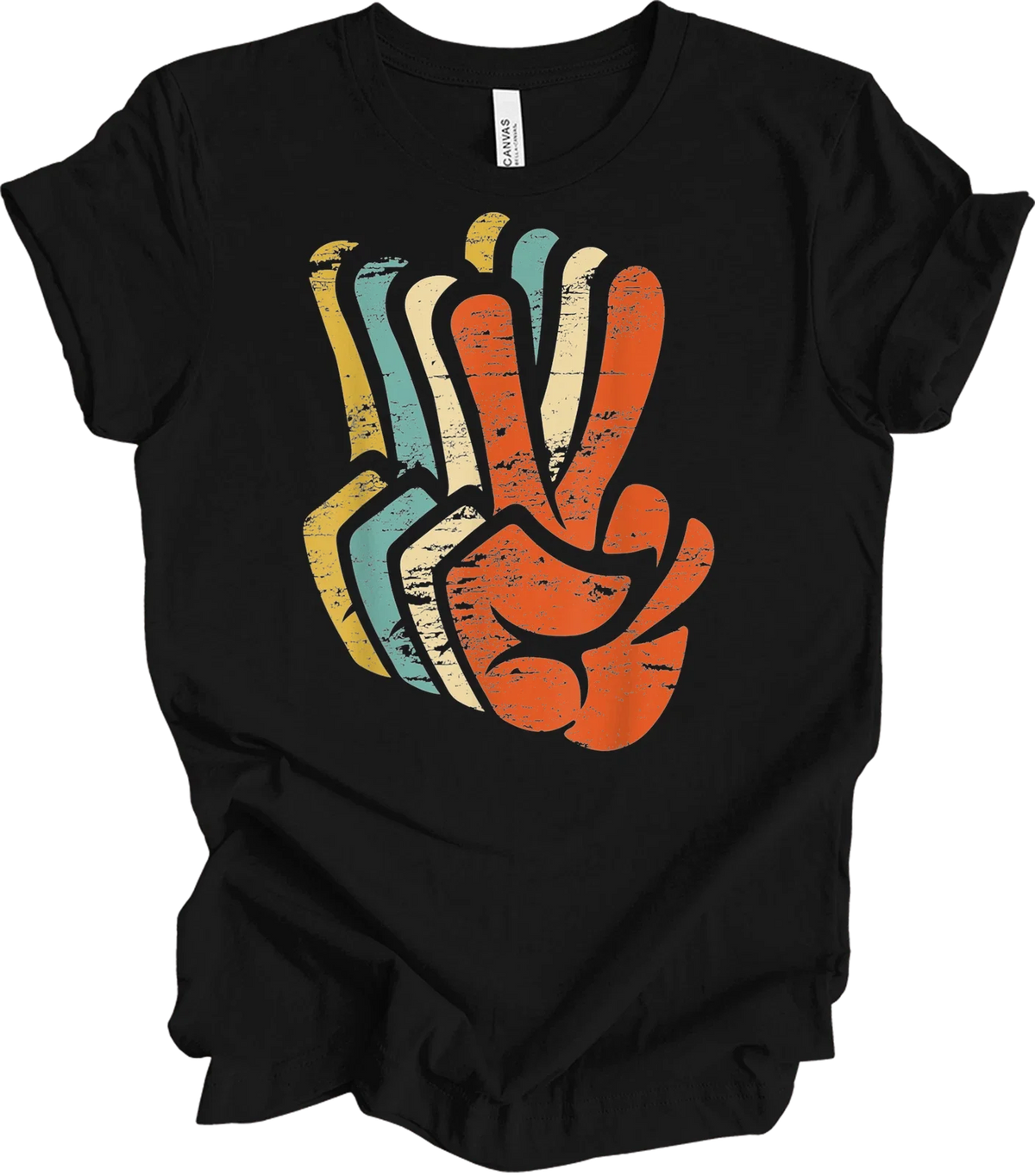Retro Peace Sign Hand T-Shirt Vintage 70s Hippie Love Peace Symbol Graphic Tee