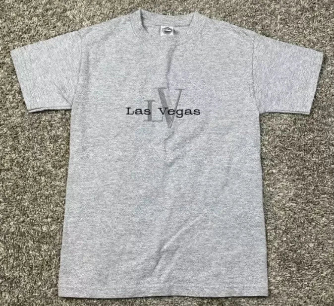 Las Vegas Gray T Shirt Size Small Embroidered Spellout Excellent Condition