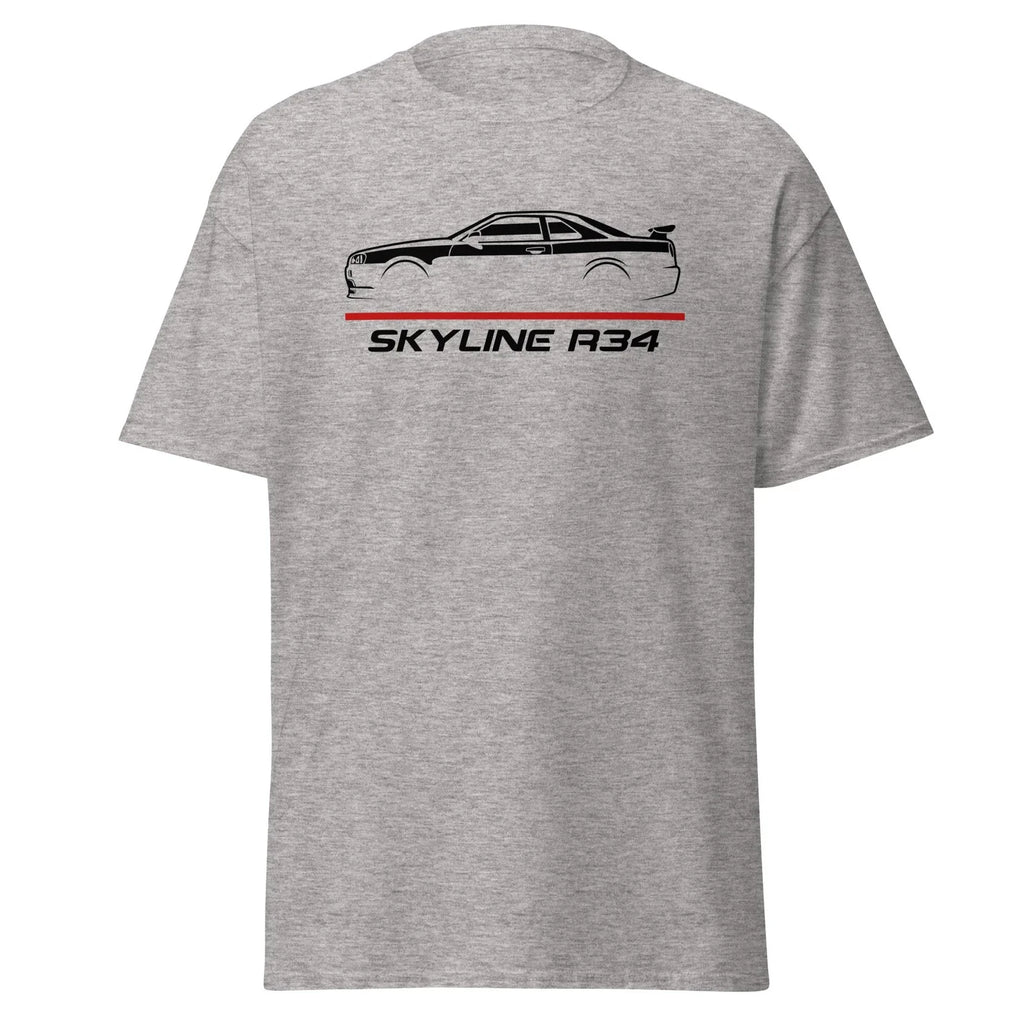 Skyline R34 Twin Turbo RB26DETT JDM Heavyweight Style Graphic T-Shirt Gift