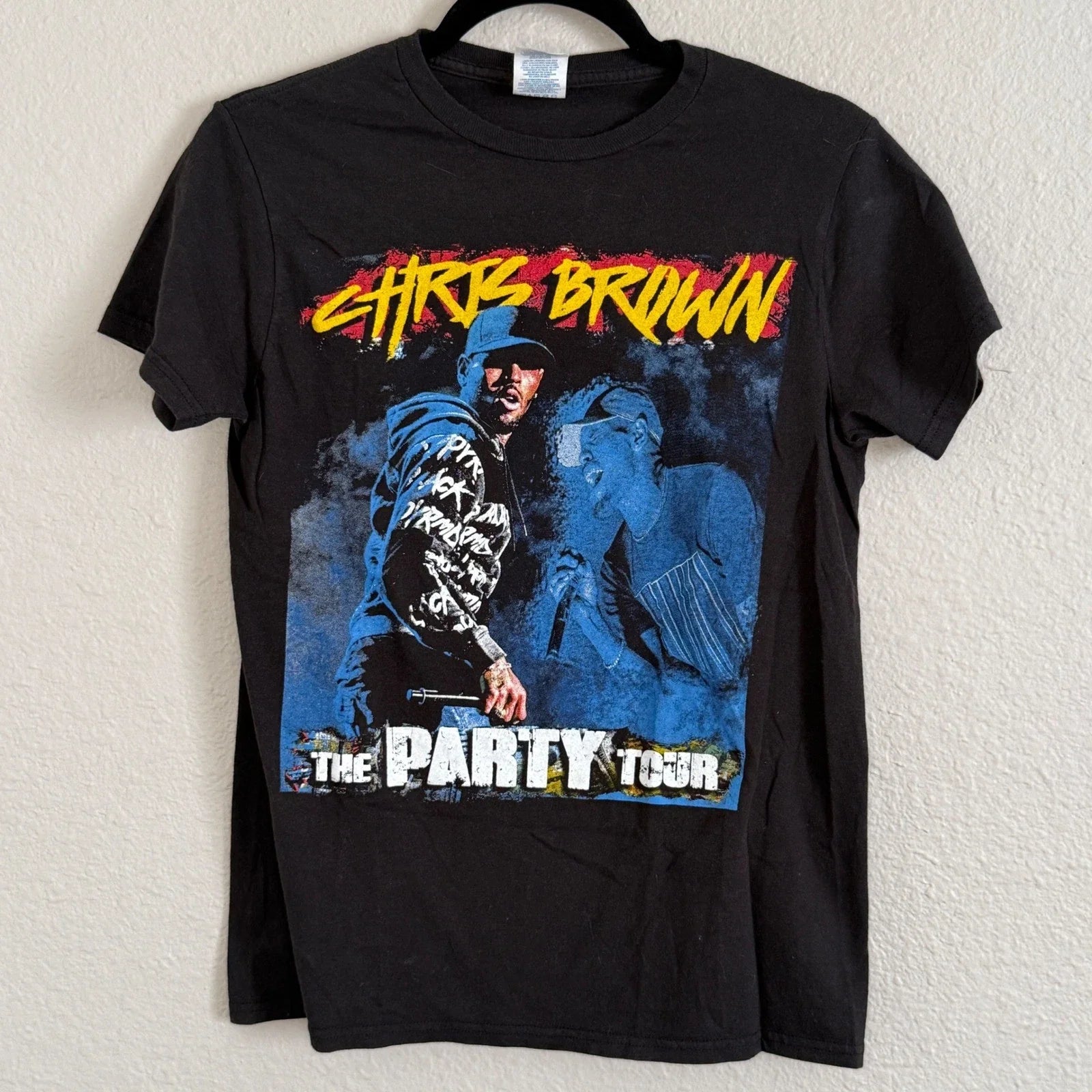 Chris Brown The Party Tour 2017 Concert Graphic T-Shirt Black Small Y2K AOP