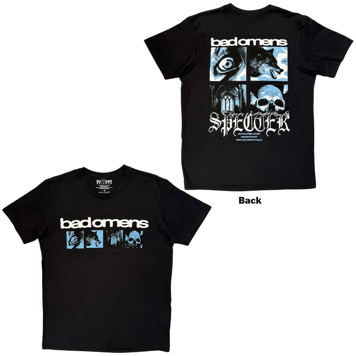Bad Omens  Premium Carbon T-Shirt: Specter Collage (Black) (Back Print) OFFICIAL