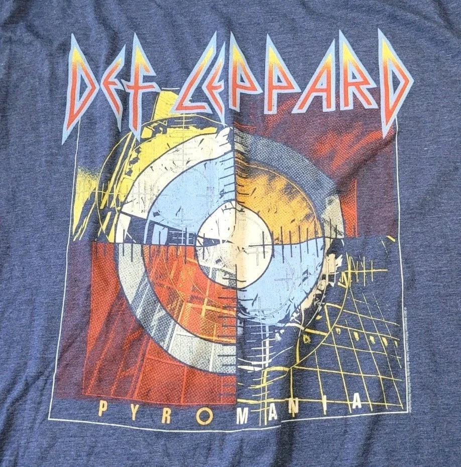 Vintage Y2k Def Leppard Pyromania T Shirt Men's Size XL Blue 707 Tag