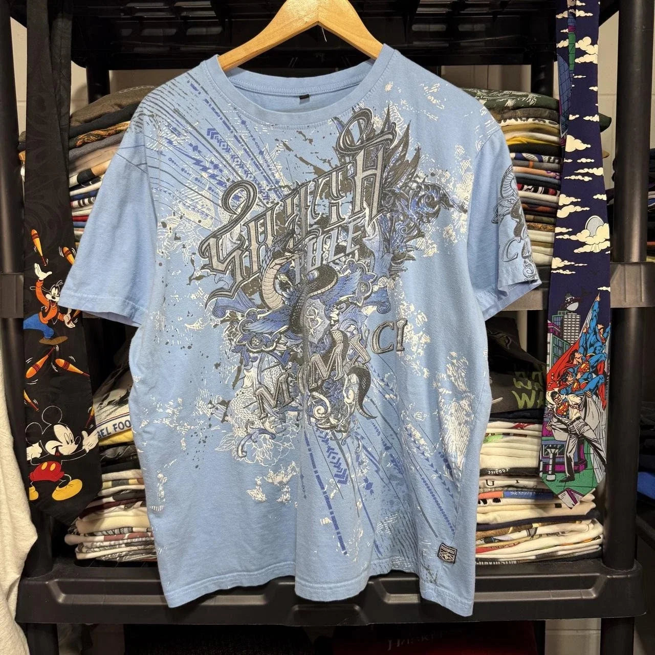 Southpole Men's Blue Graphic T-Shirt Size XL Y2K Streetwear