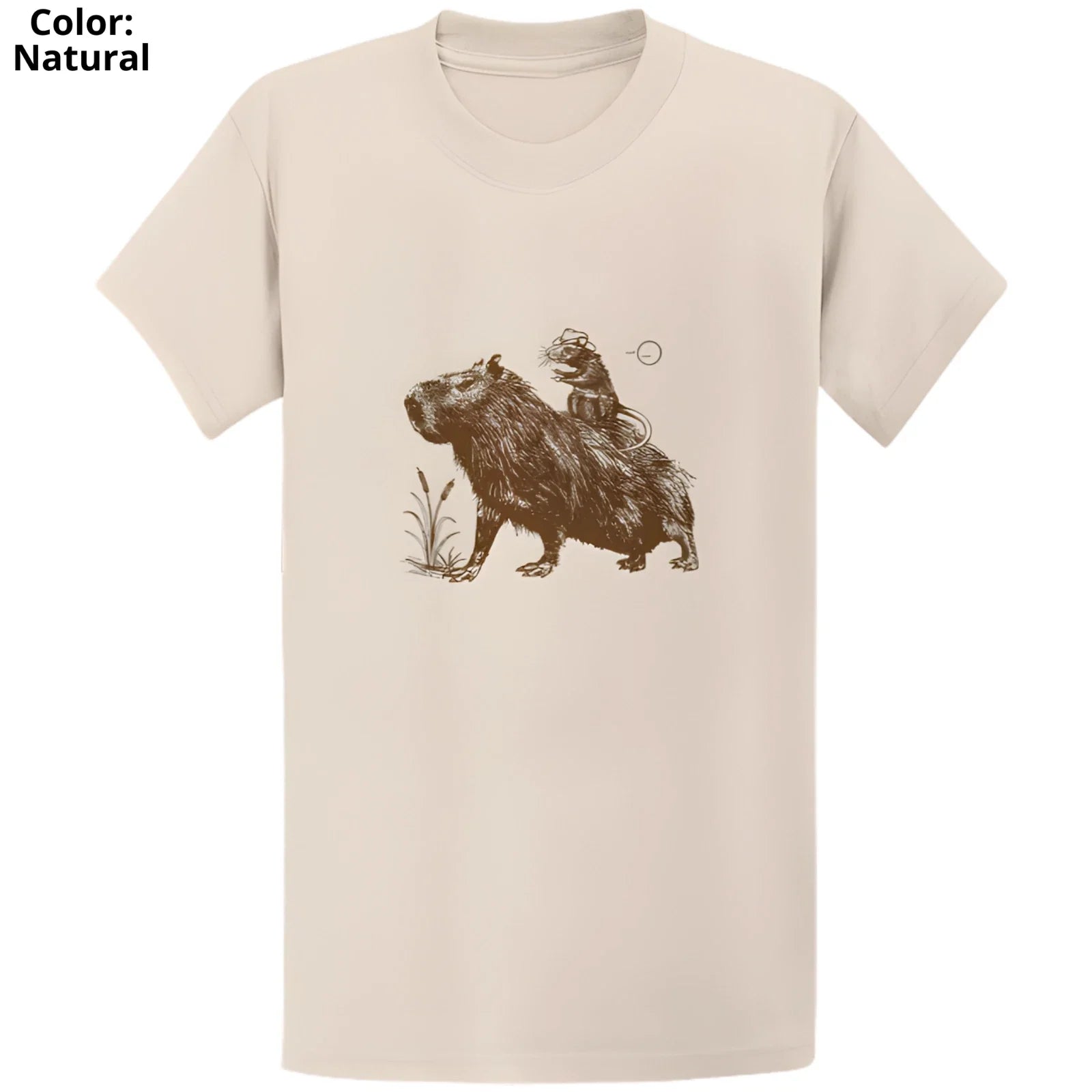 Gildan 5000 Cowboy Capybara Vintage T-Shirt - Funny Western Rodent Gift Tee