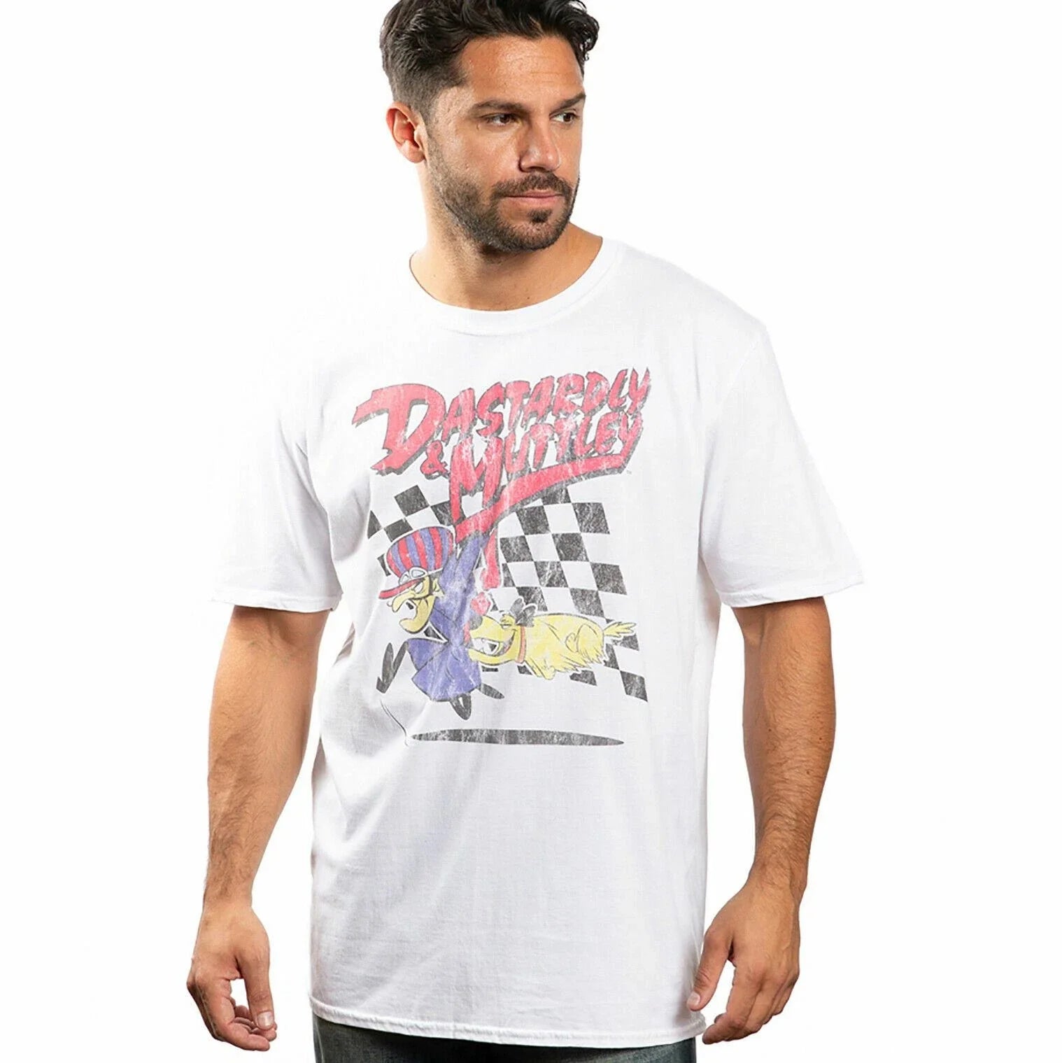 Official Wacky Races Mens Dastardly & Muttley T-shirt White S - XXL