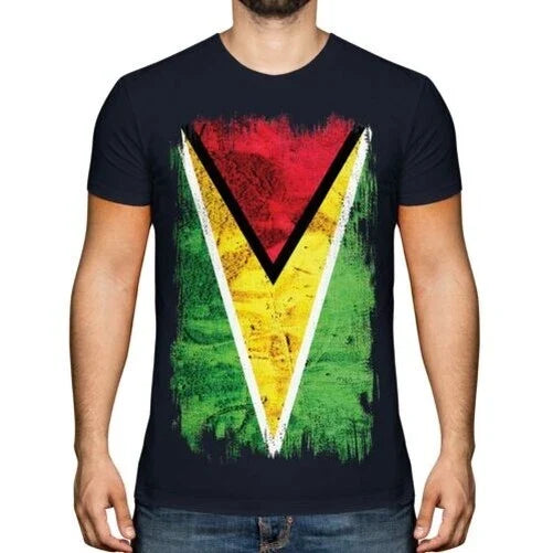 Guyana Grunge Flagge Herren T-Shirt Guyane Fußball Guyana Geschenk