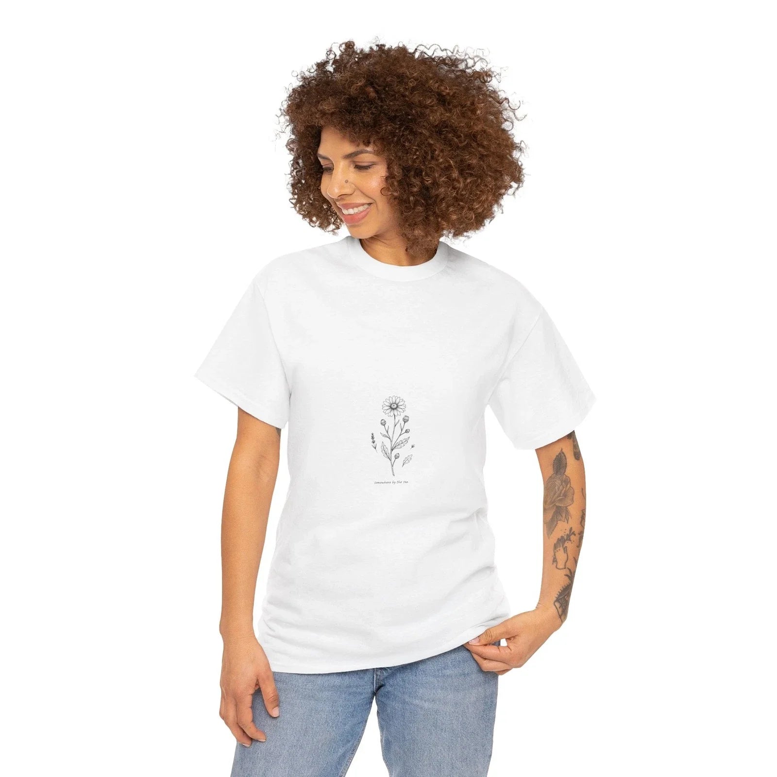 Fine Line Botanical Tee | Minimalist Graphic Shirt | Gildan 5000
