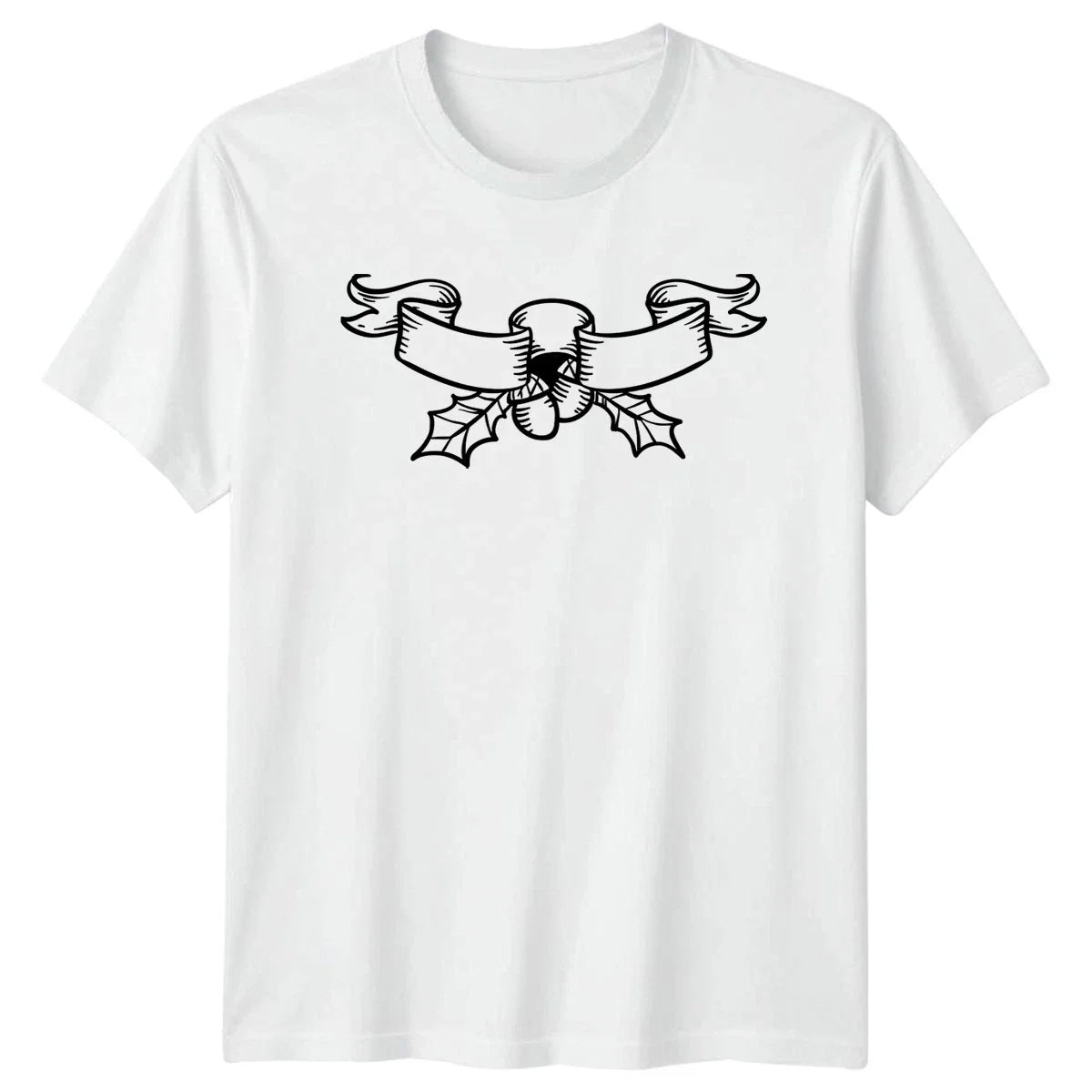 Blank Ribbon Banner T-Shirt Christmas Holiday Gift For Him And Her