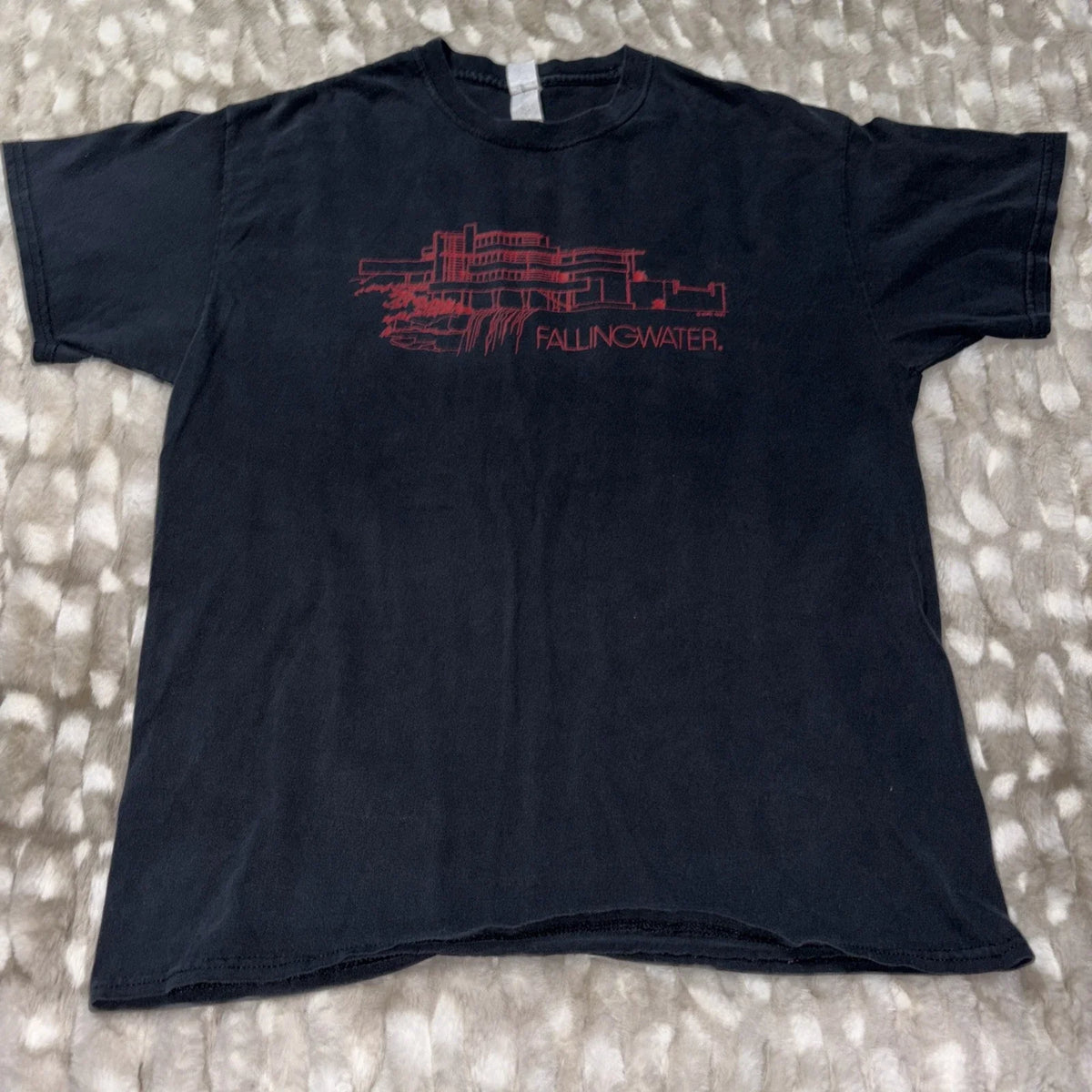 Y2K Frank Lloyd Wright T-Shirt Fallingwater Mens Large Black Architecture 1994