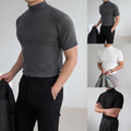 Half High Collar Tee Casual Daily Wear Everyday Wear Short Sleeve Stretch Fabric