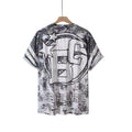Mens Vintage Printed T Shirt Loose Fit Street Style for Autumn and Winter