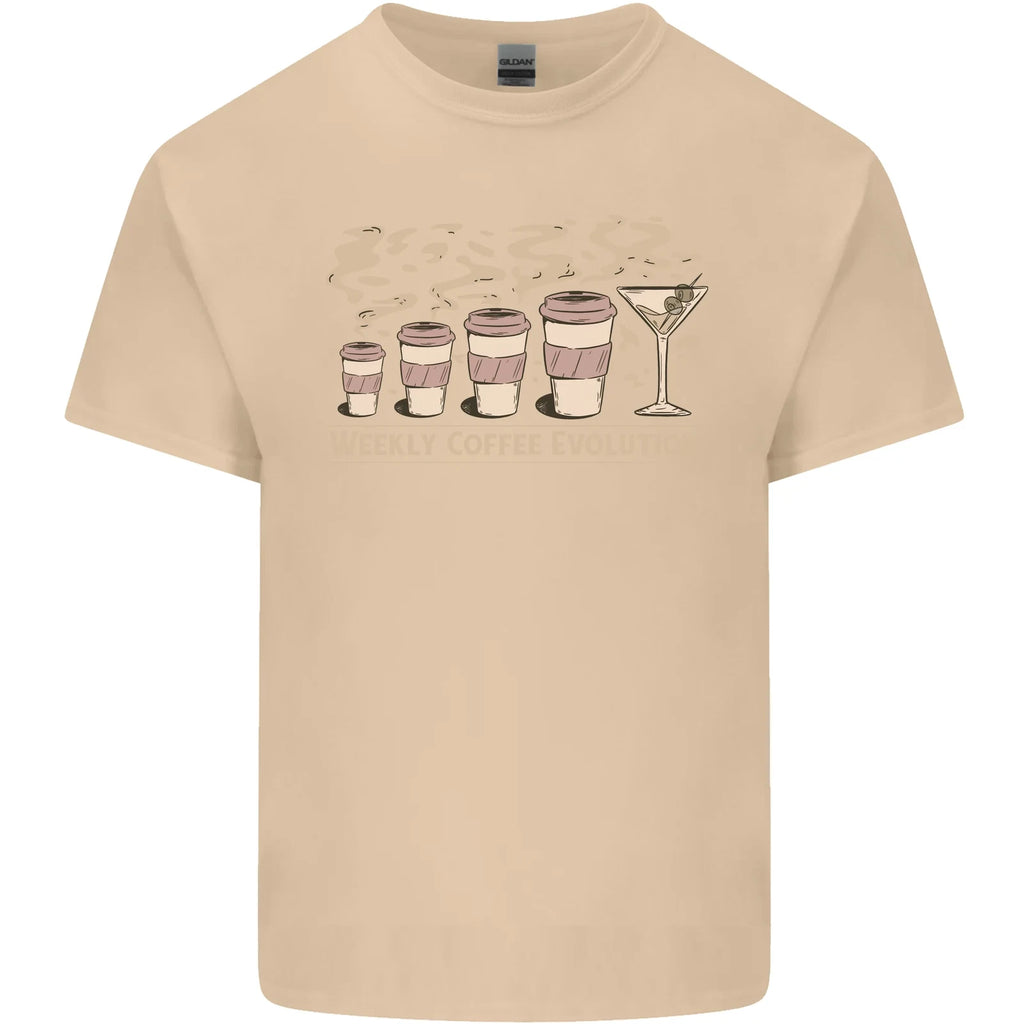 Weekly Coffee To Alcohol Evolution Wine Mens Cotton T-Shirt Tee Top