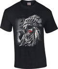 Chief Warpaint Skull T-Shirt Indian Native American Warrior Headdress Tee