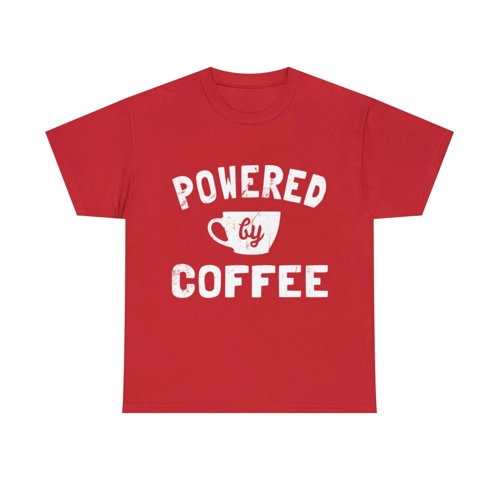 Powered By Coffee Funny Graphic Tee Shirt, S-5XL