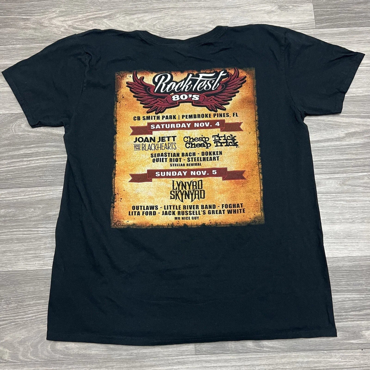 Vintage 80s Rock Fest Band Tee Men 2XL XL Cheap Trick Lynrd Skynrd Concert Merch