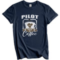 Pilot Fueled By Coffee Funny T-Shirt Gift for Airplane Pilot