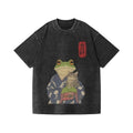 Black T-Shirt Size L Frog Kimono Vintage Graphic Streetwear Manga Cotton