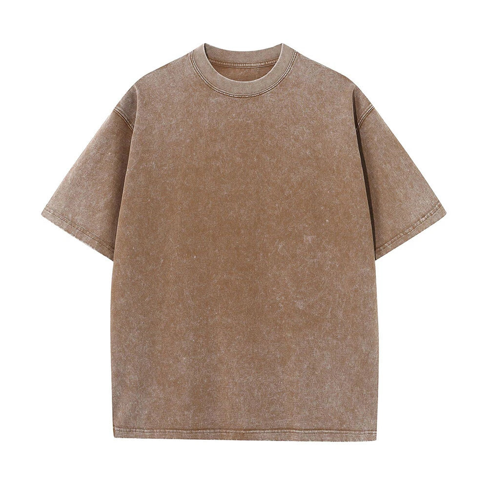 Summer Top Men's Tee Oversize T Shirt Pullover Blouse Unisex Vintage Acid Washe↲