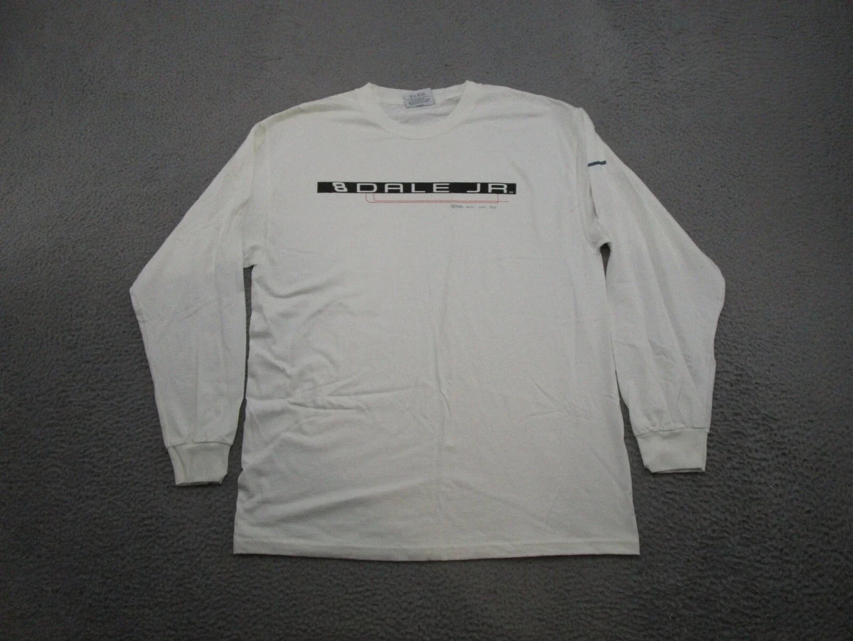 VTG Y2K Dale Earnhardt Jr Long Sleeve Spell Out Shirt Mens SZ M Budweiser NASCAR