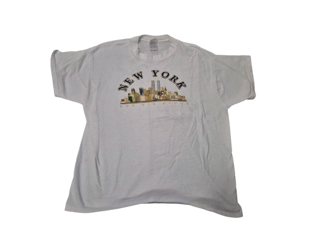 VTG Y2K New York City Shirt Mens XL White Graphic Short Sleeve W/ Twin Towers